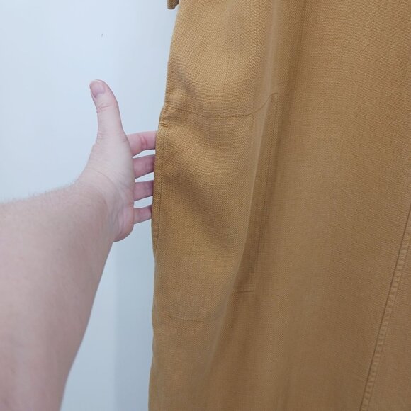 J. Jill Pure Jill Mustard Yellow Button Shoulder Shift Dress Size Large Fall - Picture 10 of 13